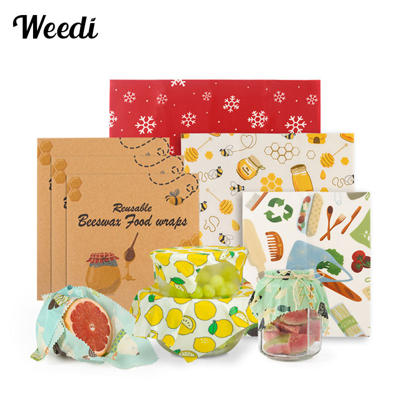 Beeswax Food Cover - WEEDI 3Pack Reusable Beeswax Wraps For