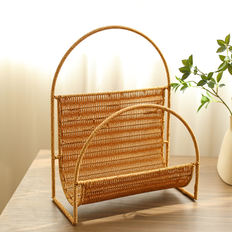 Sustainable Living Eco Friendly - Ins Magazine Rack with Rattan Accents,