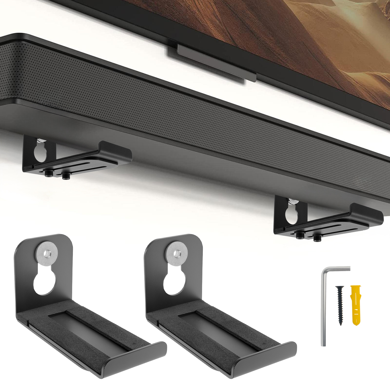Sustainable Living Eco Friendly - 2Pcs Soundbar Speaker Stands Wall Mount