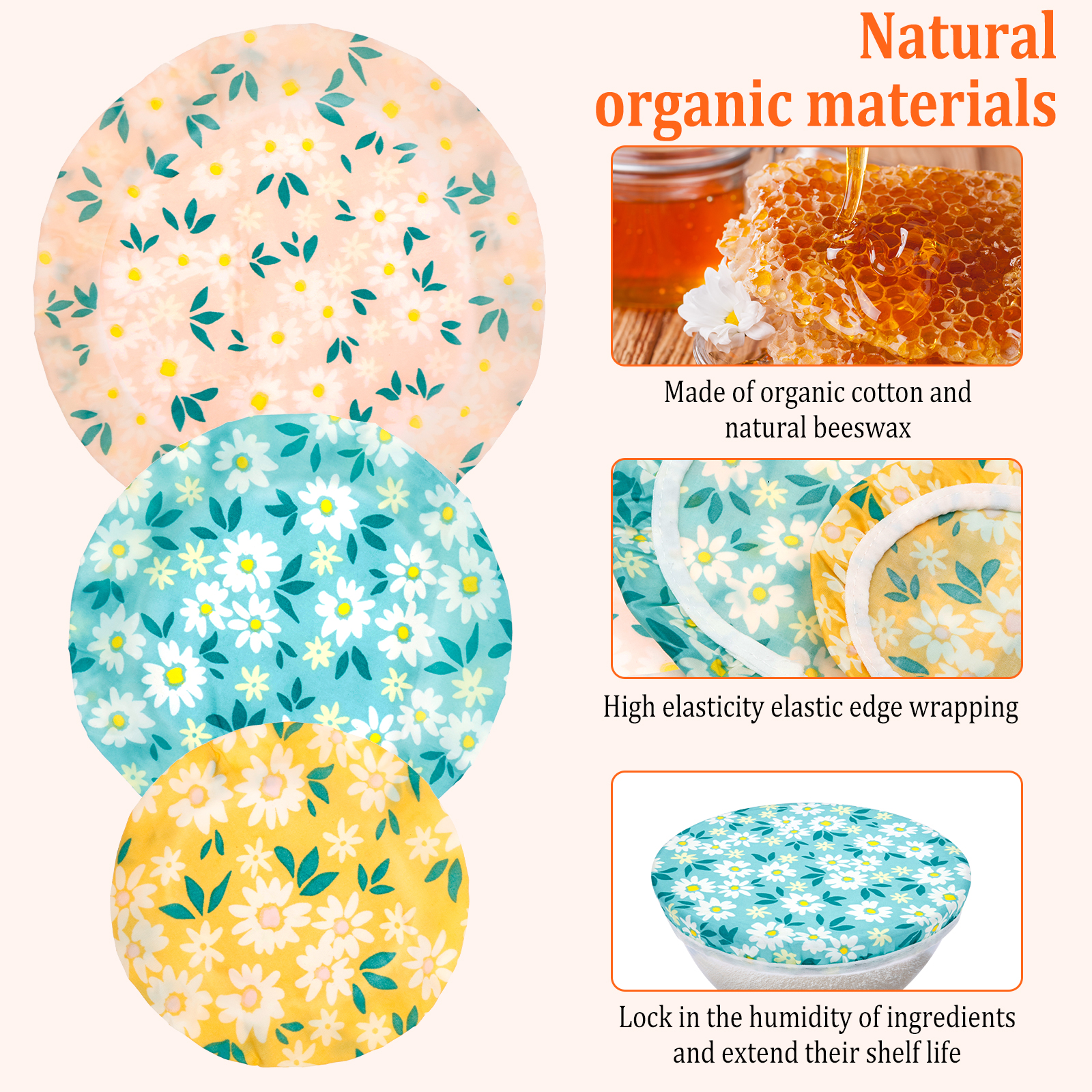 3Pcs Beeswax Bowl Cover Reusab - Beeswax Food Cover avaliação e preço