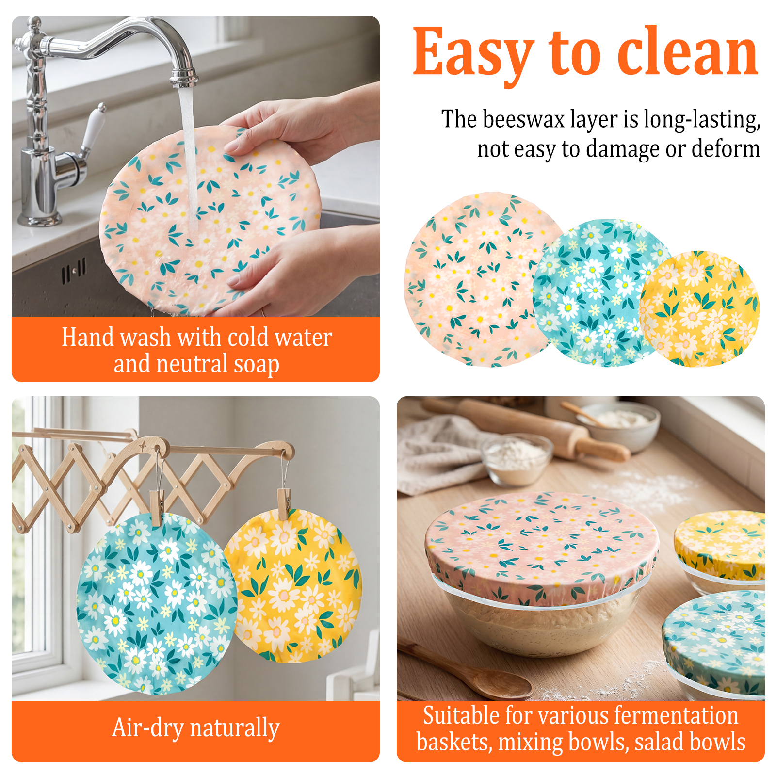 3Pcs Beeswax Bowl Cover Reusab - Beeswax Food Cover avaliação e preço