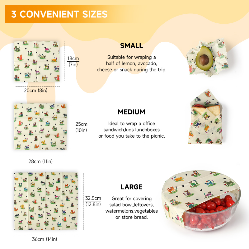 6 Packs (2S. 2M, 2L) reusable  - Beeswax Food Cover avaliação e preço