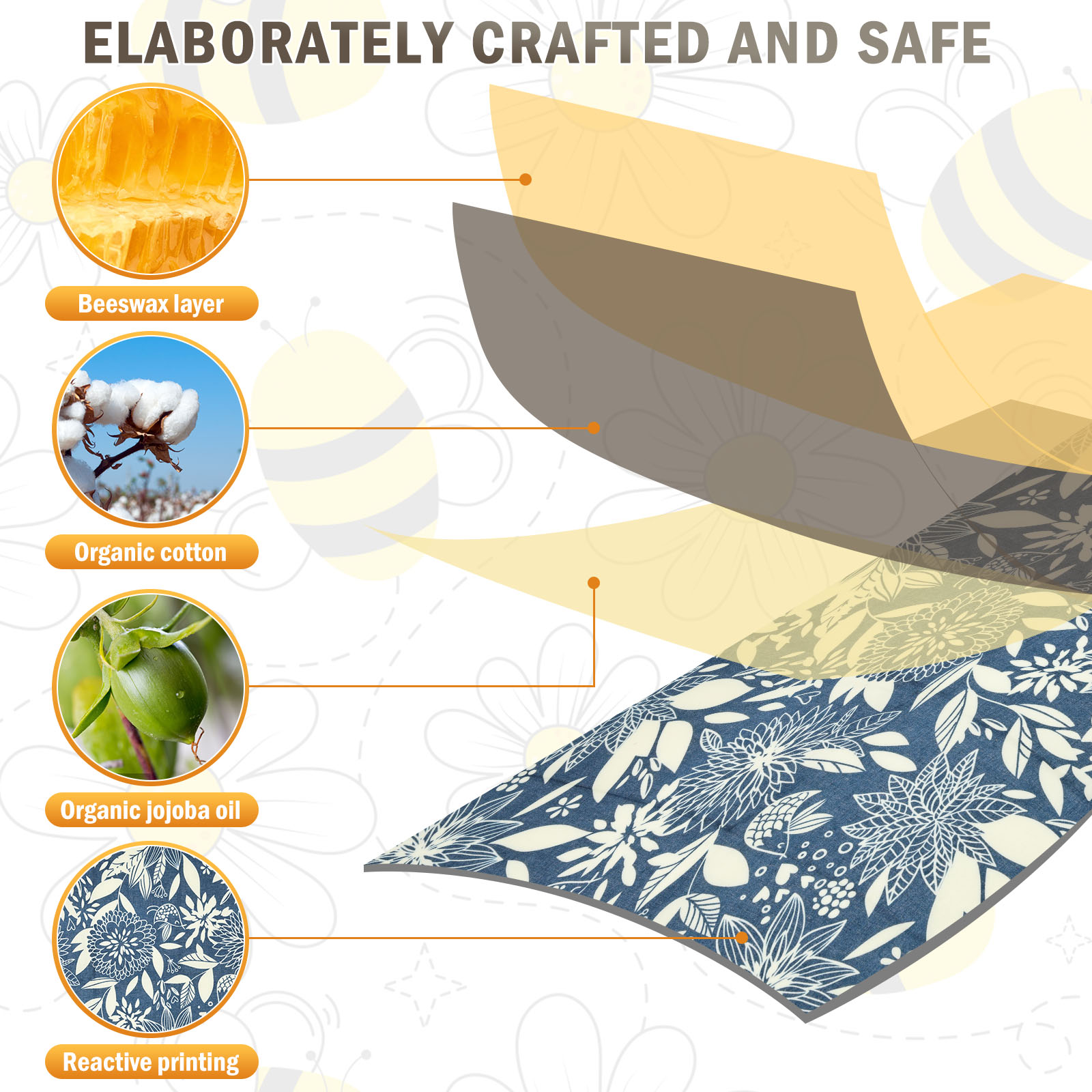 9 Pcs Organic Beeswax Wrap Reu - Beeswax Food Cover avaliação e preço
