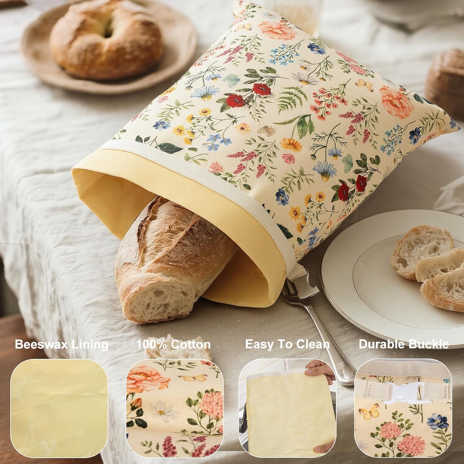 Reusable Beeswax Bread Bags fo - Beeswax Food Cover avaliação e preço