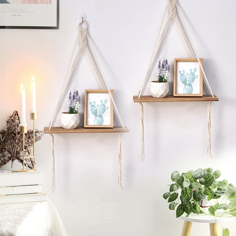 Boho Macrame Wall Shelf Handma - Sustainable Living Walla Walla avaliação e preço