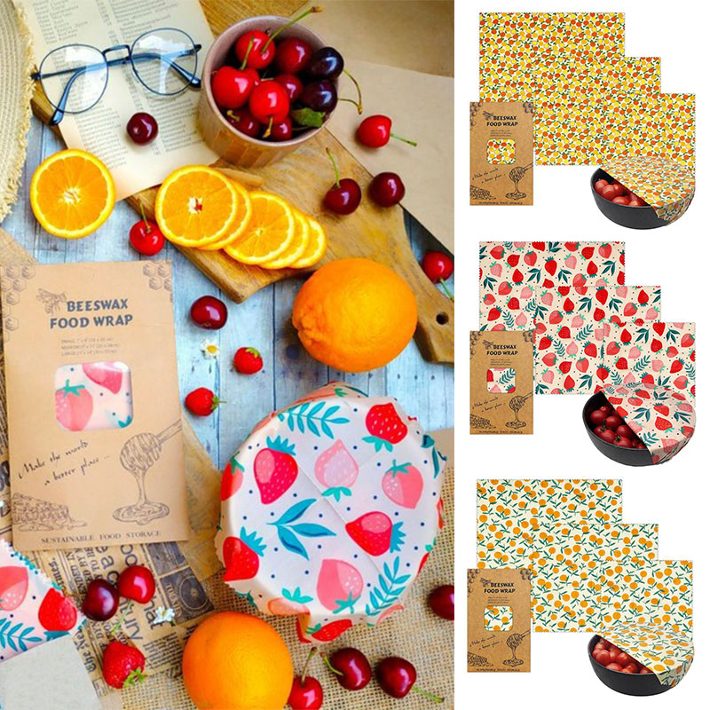 3Pcs/Set Cotton Beeswax Wrap C - Beeswax Food Cover avaliação e preço