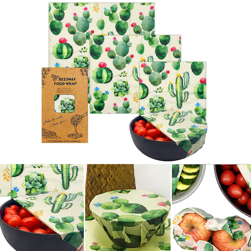 3Pcs/Set Cotton Beeswax Wrap C - Beeswax Food Cover avaliação e preço