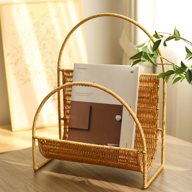 Ins Magazine Rack with Rattan  - Sustainable Living Eco Friendly avaliação e preço